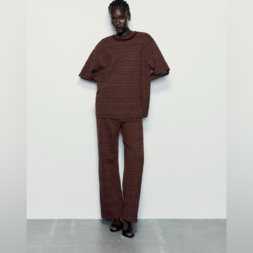 Zara jacquard t-shirt & pants set